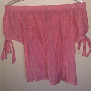 Pink off the shoulder cropped blouse